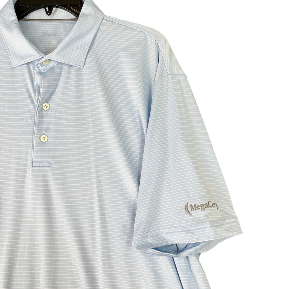 Johnnie-O Golf Polo Shirt Mens XL Blue Stripe Short Sleeve Performance Casual